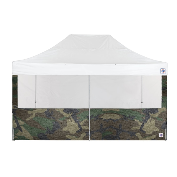 E-Z Up TAA Compliant Food Booth Middle Zipper Sidewall, 15' W x 15' H, Woodland Camo SW3FBFXTM15WC - main